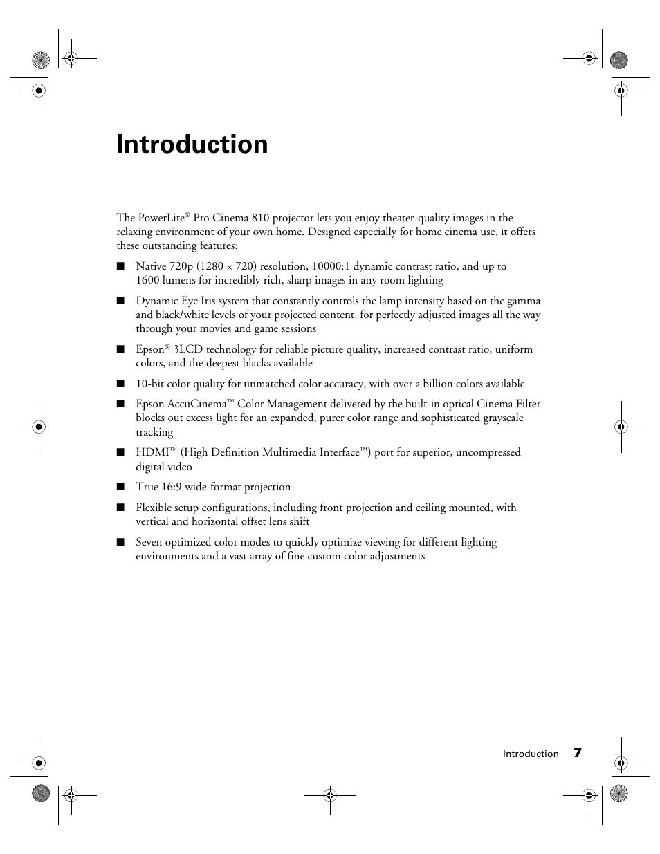 Introduction | Epson 810 User Manual | Page 7 / 76