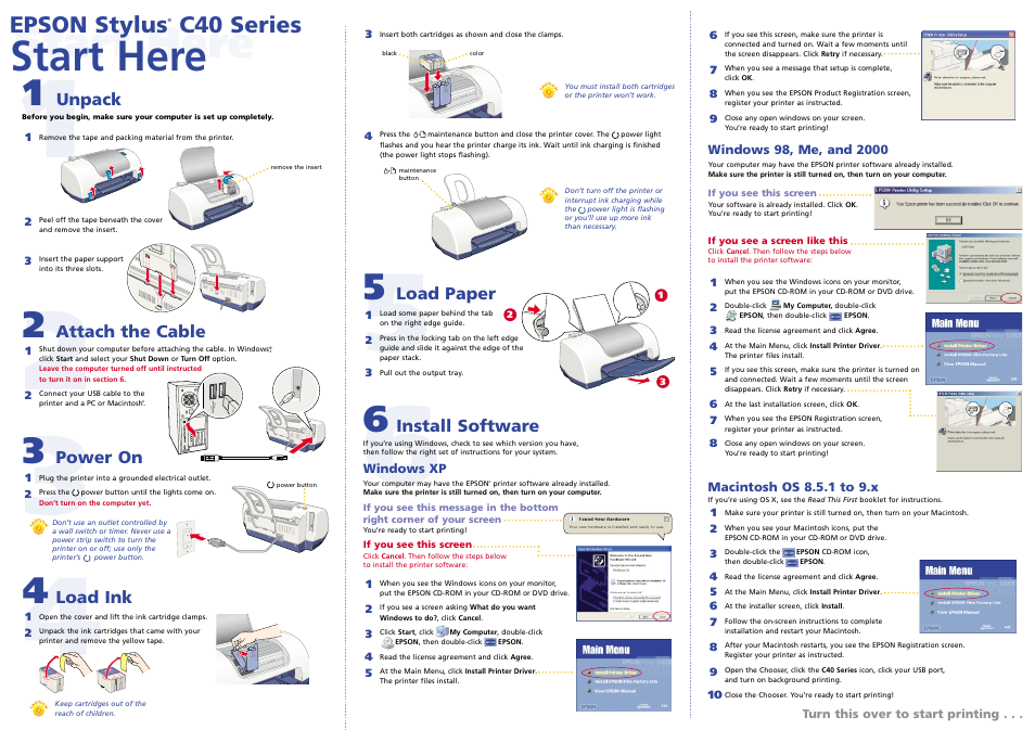 Epson C40 User Manual | 2 pages