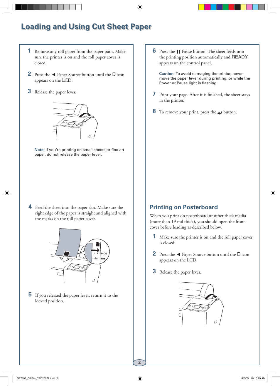 Loading and using cut sheet paper | Epson Stylus Pro 7800 User Manual | Page 3 / 11