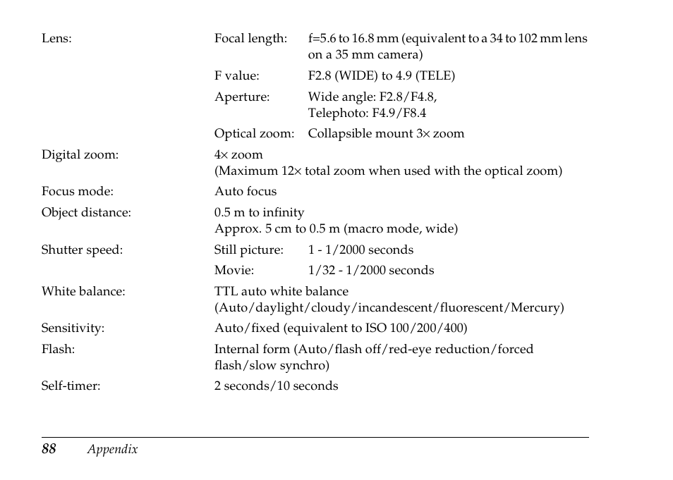 Epson PhotoPC L-500V User Manual | Page 88 / 100