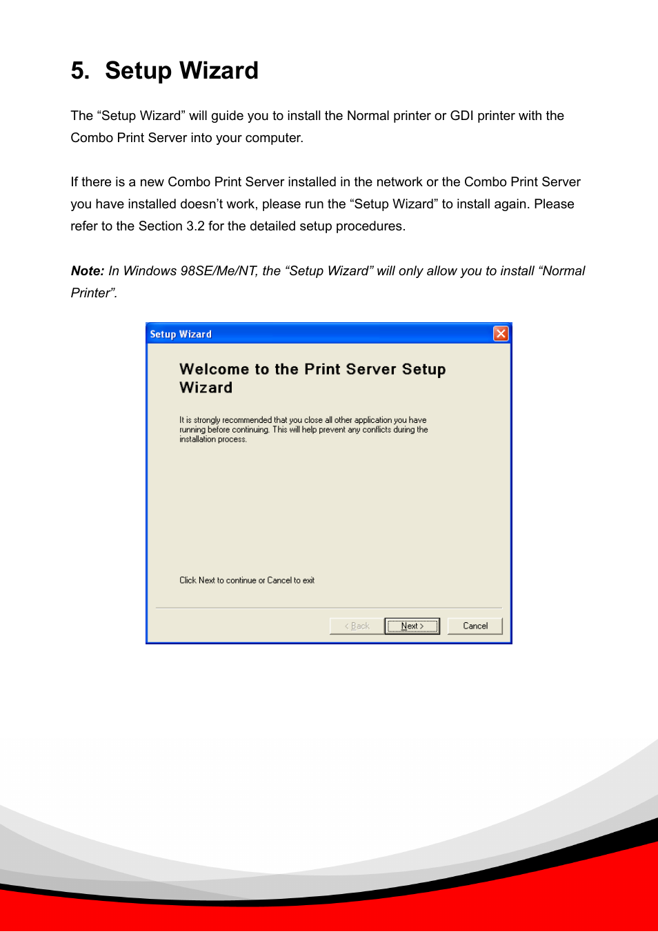 Setup wizard | Epson Past Ethernet Combo Print Server PS-1216U User Manual | Page 27 / 51