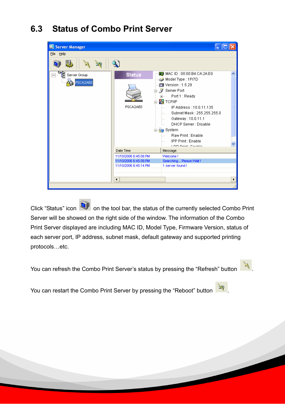 3 status of combo print server | Epson Past Ethernet Combo Print Server PS-1216U User Manual | Page 30 / 51
