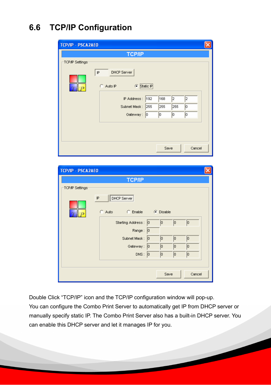 6 tcp/ip configuration | Epson Past Ethernet Combo Print Server PS-1216U User Manual | Page 33 / 51