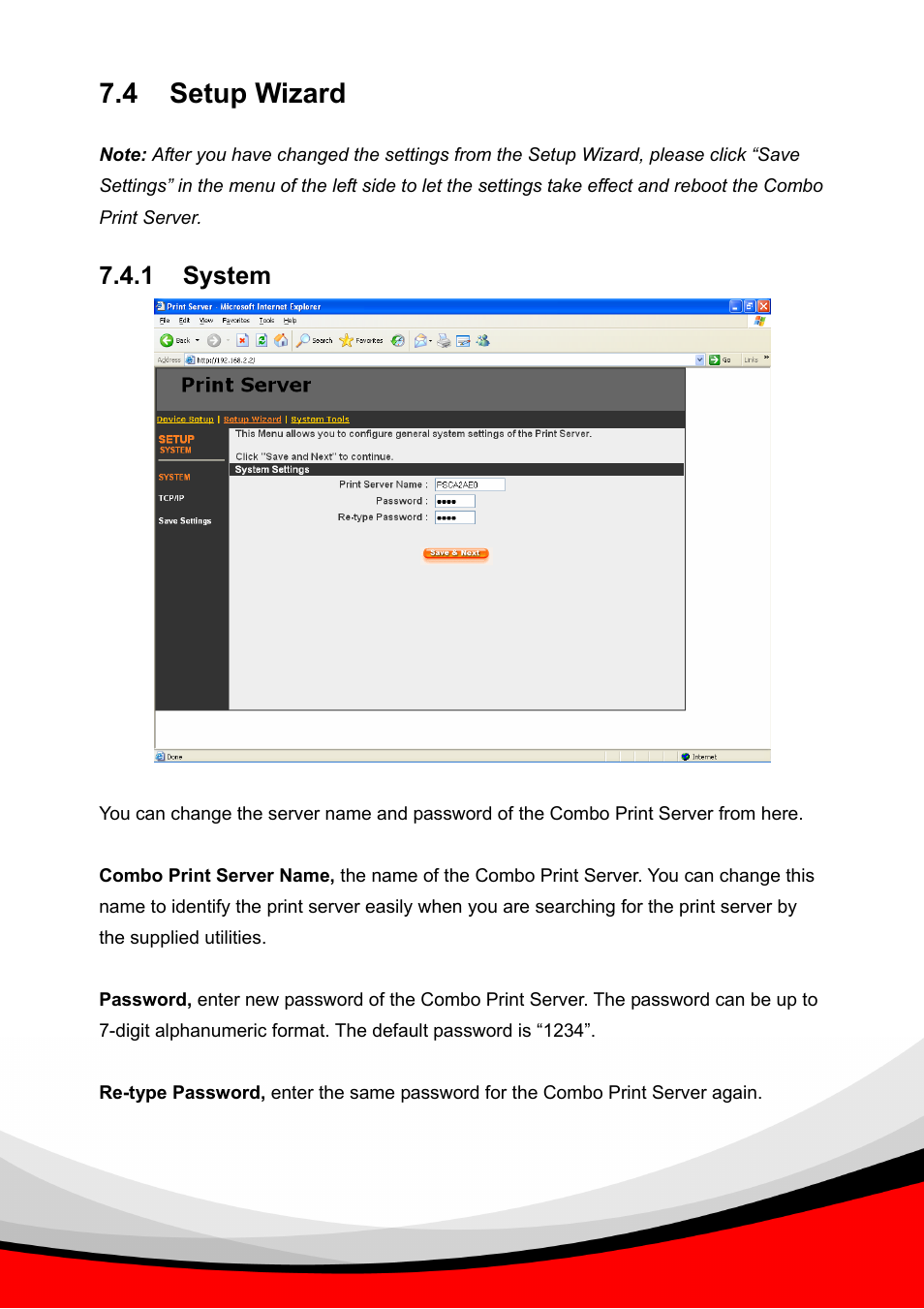 4 setup wizard, 1 system | Epson Past Ethernet Combo Print Server PS-1216U User Manual | Page 42 / 51