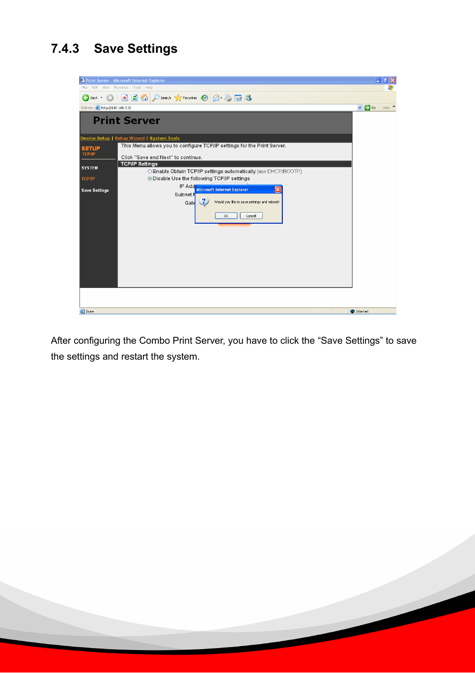 3 save settings | Epson Past Ethernet Combo Print Server PS-1216U User Manual | Page 45 / 51