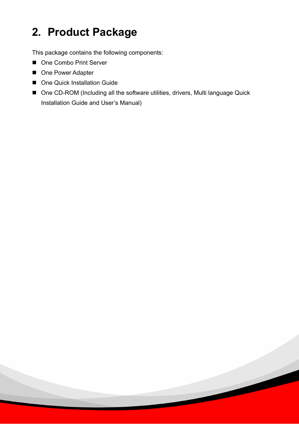 Product package | Epson Past Ethernet Combo Print Server PS-1216U User Manual | Page 6 / 51