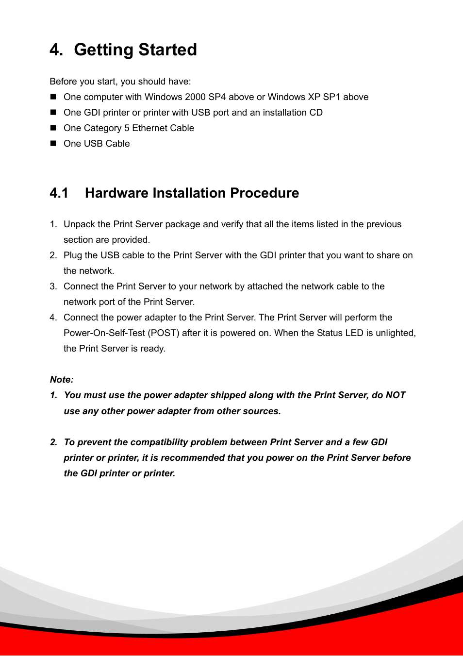 Getting started, 1 hardware installation procedure | Epson Past Ethernet Combo Print Server PS-1216U User Manual | Page 8 / 51
