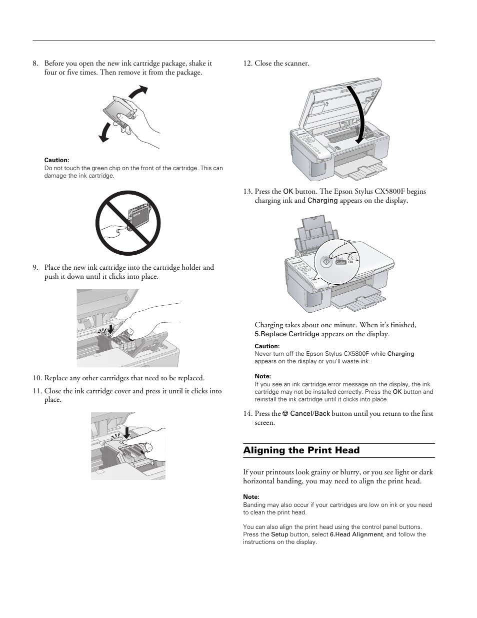 Aligning the print head, Epson stylus cx5800f | Epson Stylus Parts CX5800F User Manual | Page 20 / 22