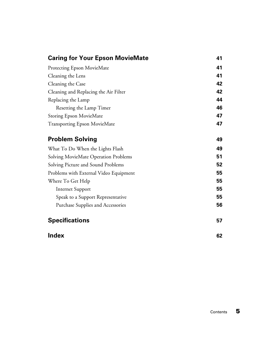 Epson 50 User Manual | Page 5 / 65