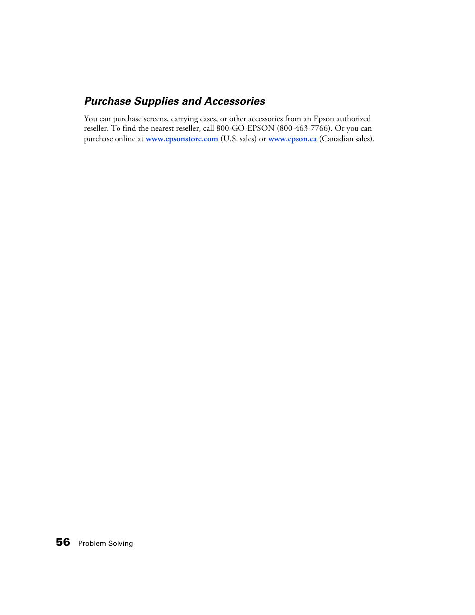 Purchase supplies and accessories | Epson 50 User Manual | Page 56 / 65