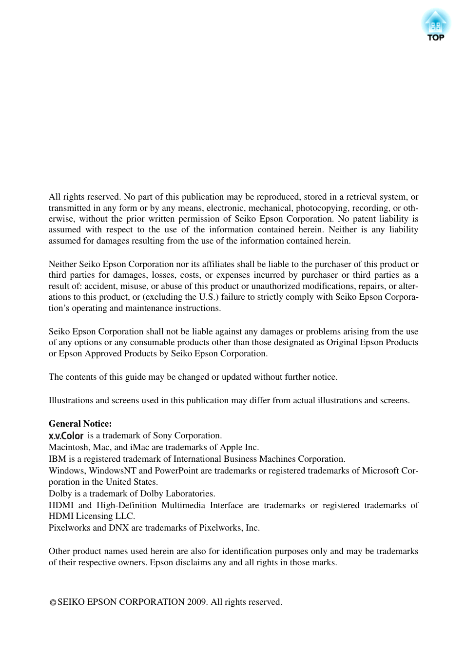 Epson EH-TW5500 User Manual | Page 61 / 61