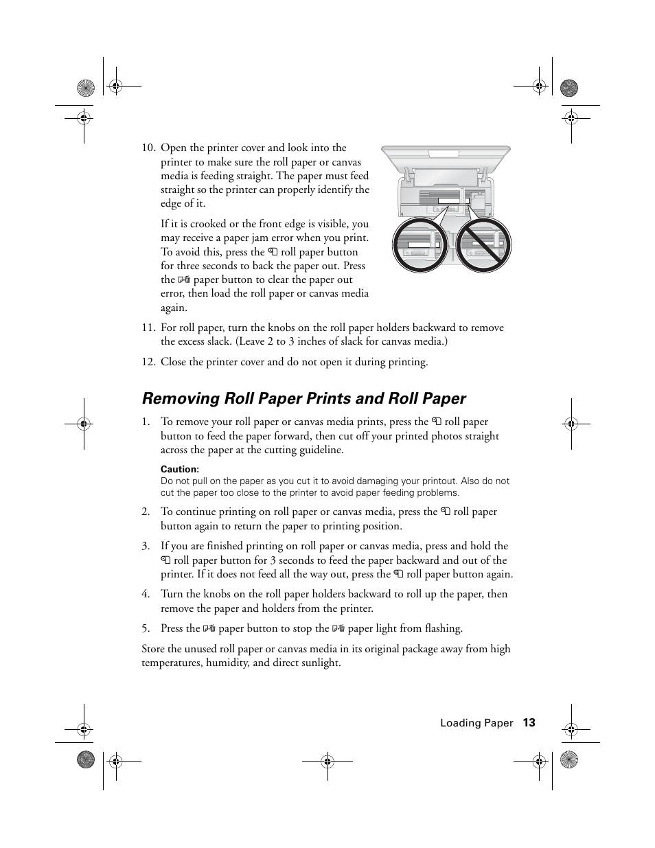 Removing roll paper prints and roll paper | Epson STYLUS R2880 User Manual | Page 13 / 64