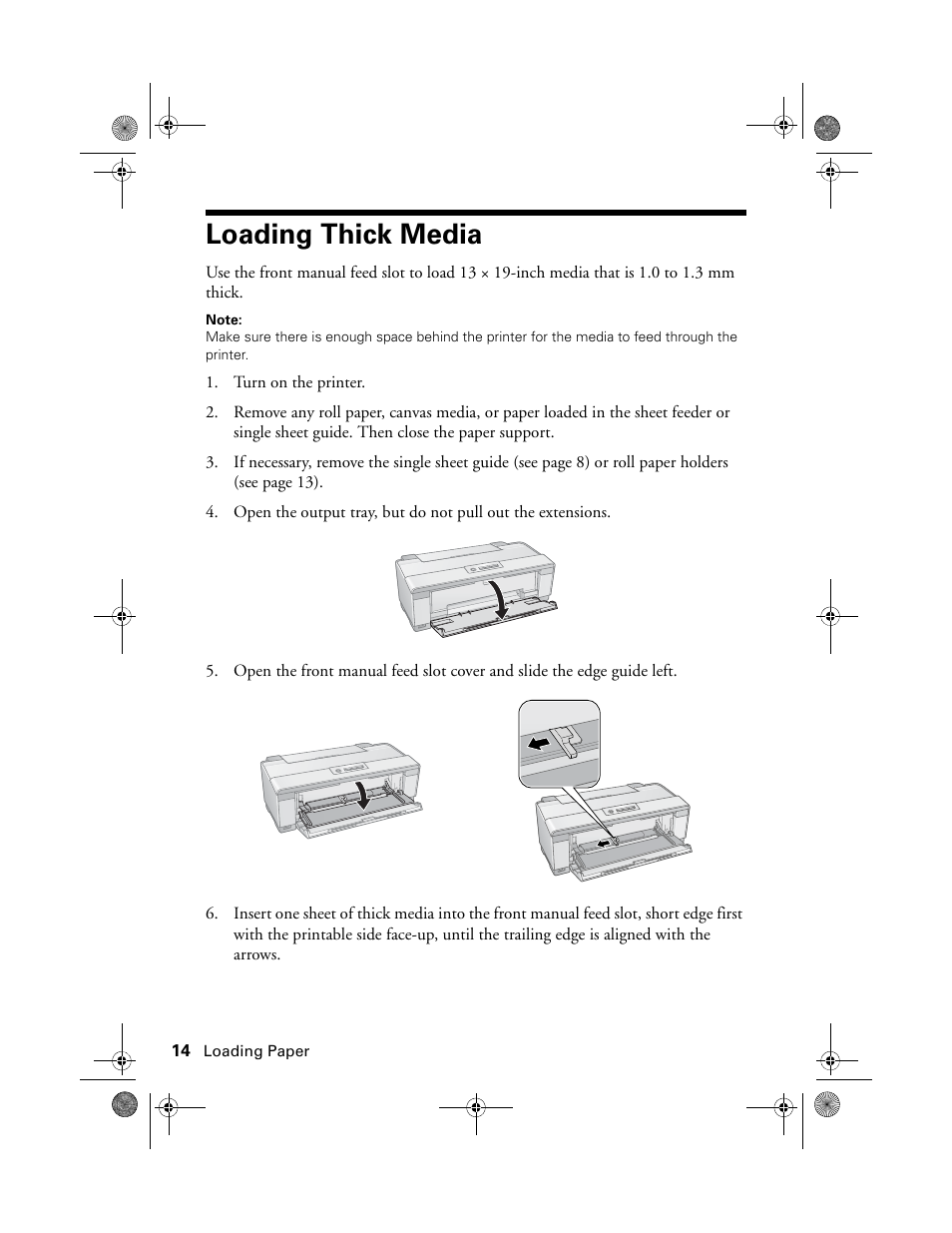 Loading thick media | Epson STYLUS R2880 User Manual | Page 14 / 64