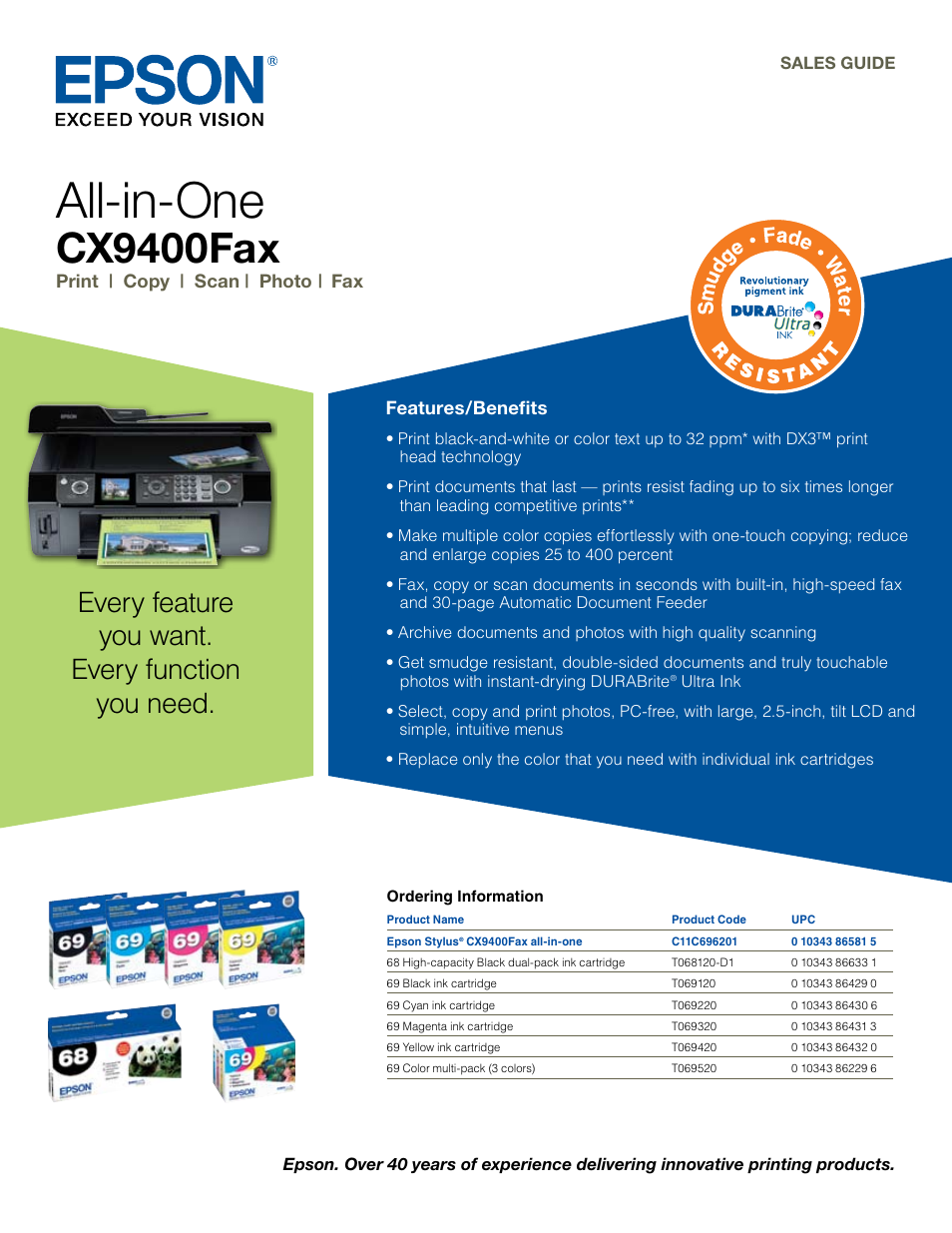 Epson Stylus CX9400Fax User Manual | 2 pages
