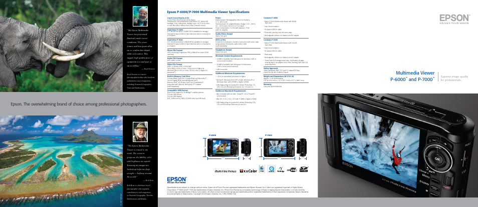 Multimedia viewer p-6000, And p-7000, Superior image quality for professionals | Epson Multimedia Photo Viewer P-7000 User Manual | Page 6 / 6