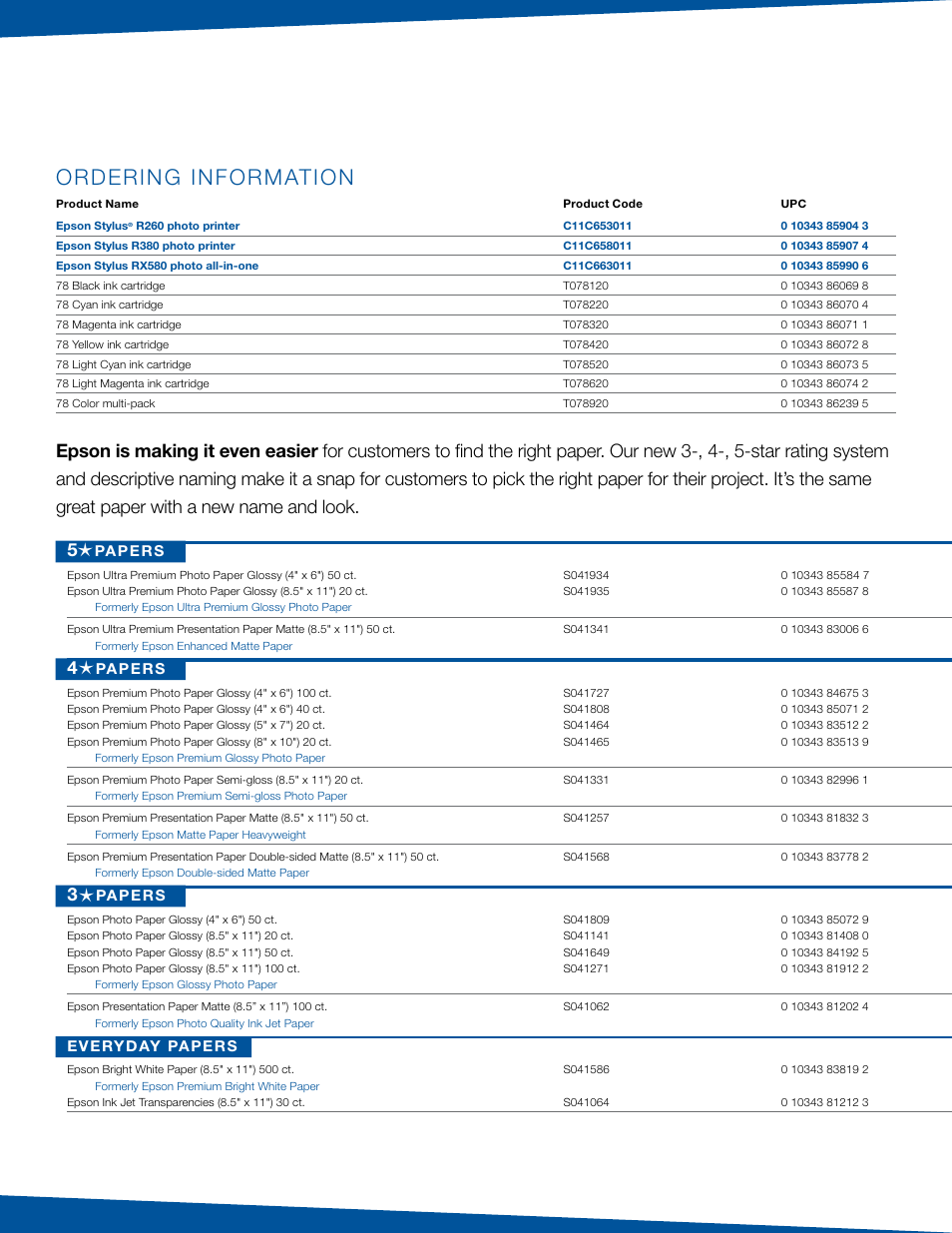 Ordering information | Epson R Series User Manual | Page 5 / 6