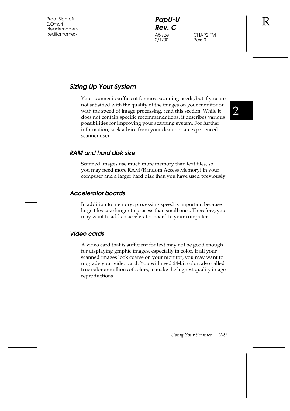 Sizing up your system, Ram and hard disk size, Accelerator boards | Video cards, Sizing up your system -9, Papu-u rev. c | Epson GT-7000 User Manual | Page 45 / 120
