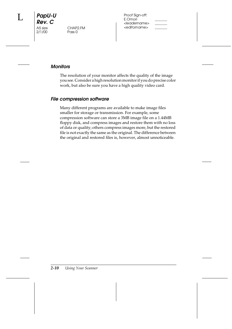 Monitors, File compression software, Monitors -10 file compression software -10 | Papu-u rev. c | Epson GT-7000 User Manual | Page 46 / 120