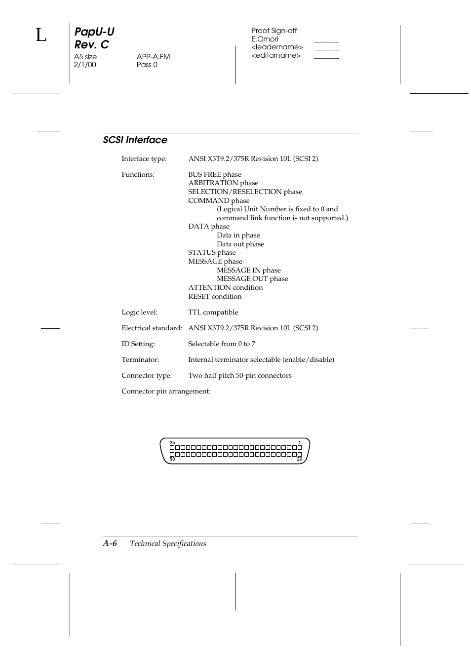 Scsi interface, Papu-u rev. c | Epson GT-7000 User Manual | Page 96 / 120