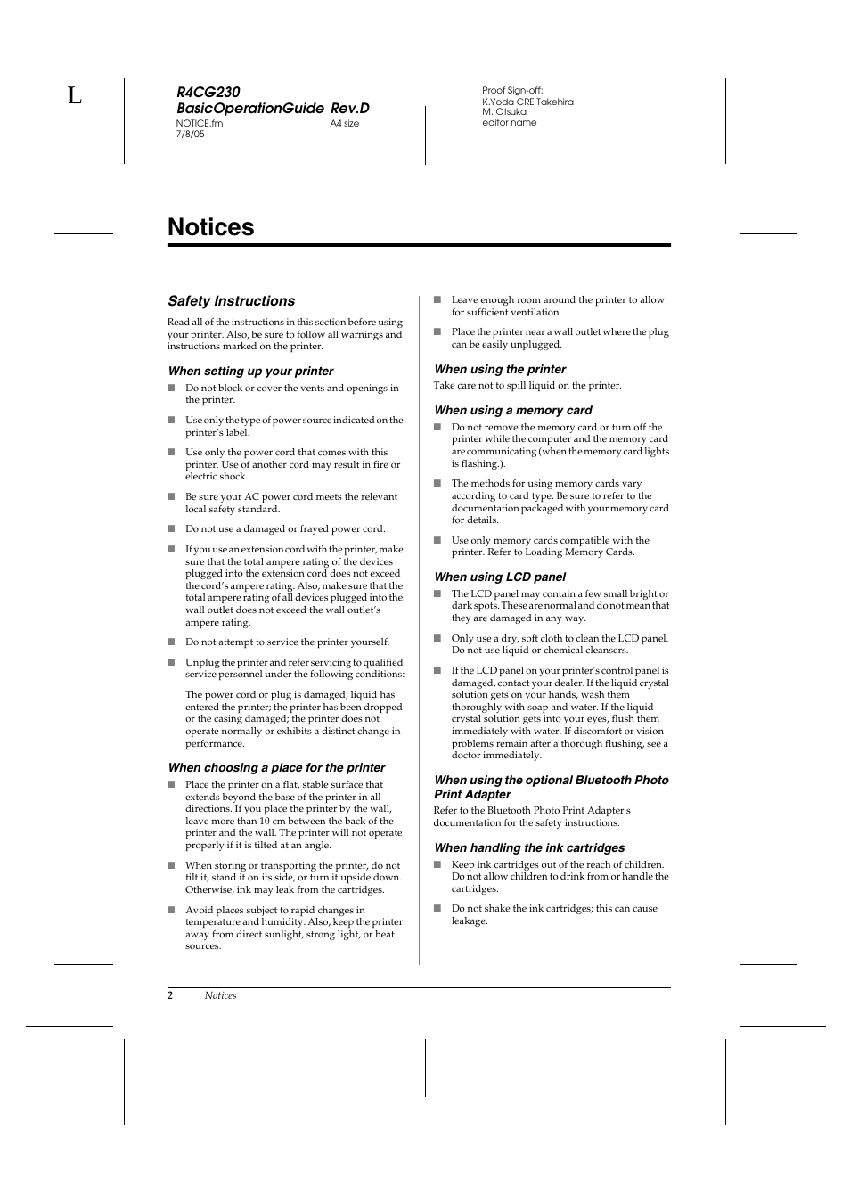 Notices | Epson R340 User Manual | Page 2 / 40