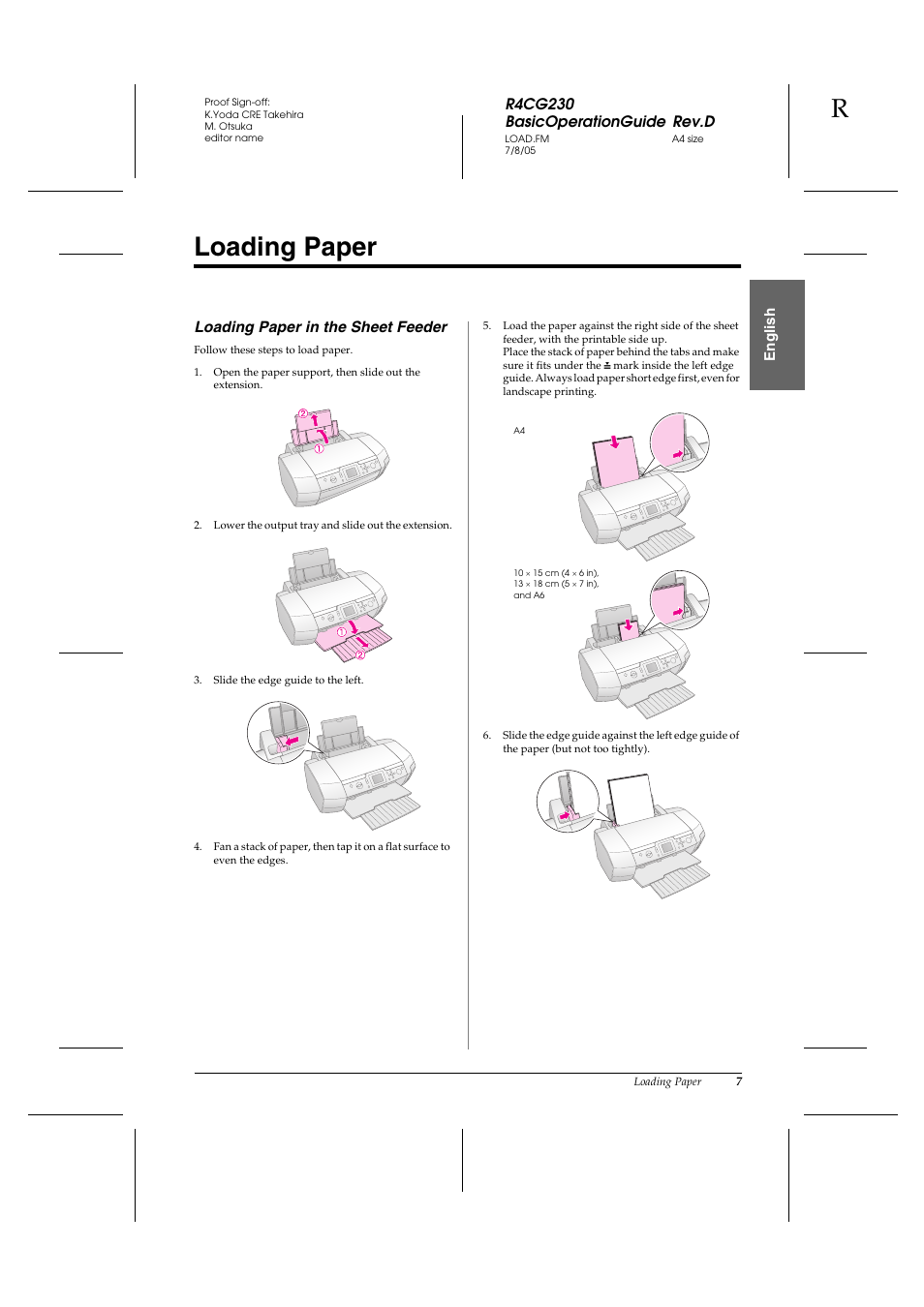 Loading paper | Epson R340 User Manual | Page 7 / 40