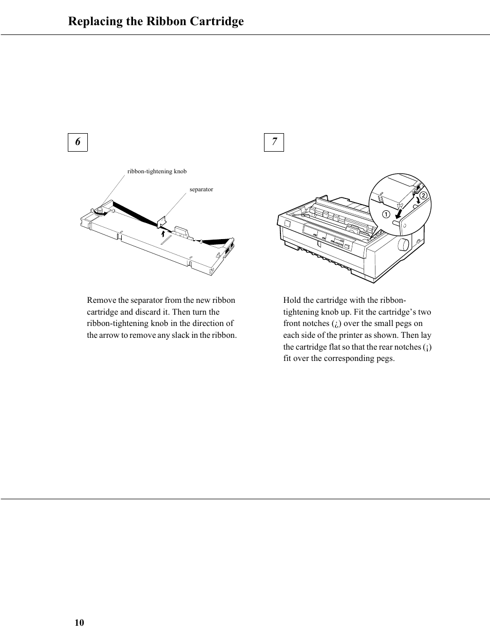 Replacing the ribbon cartridge | Epson 9-Pin Dot Matrix Printer FX-980 User Manual | Page 10 / 16