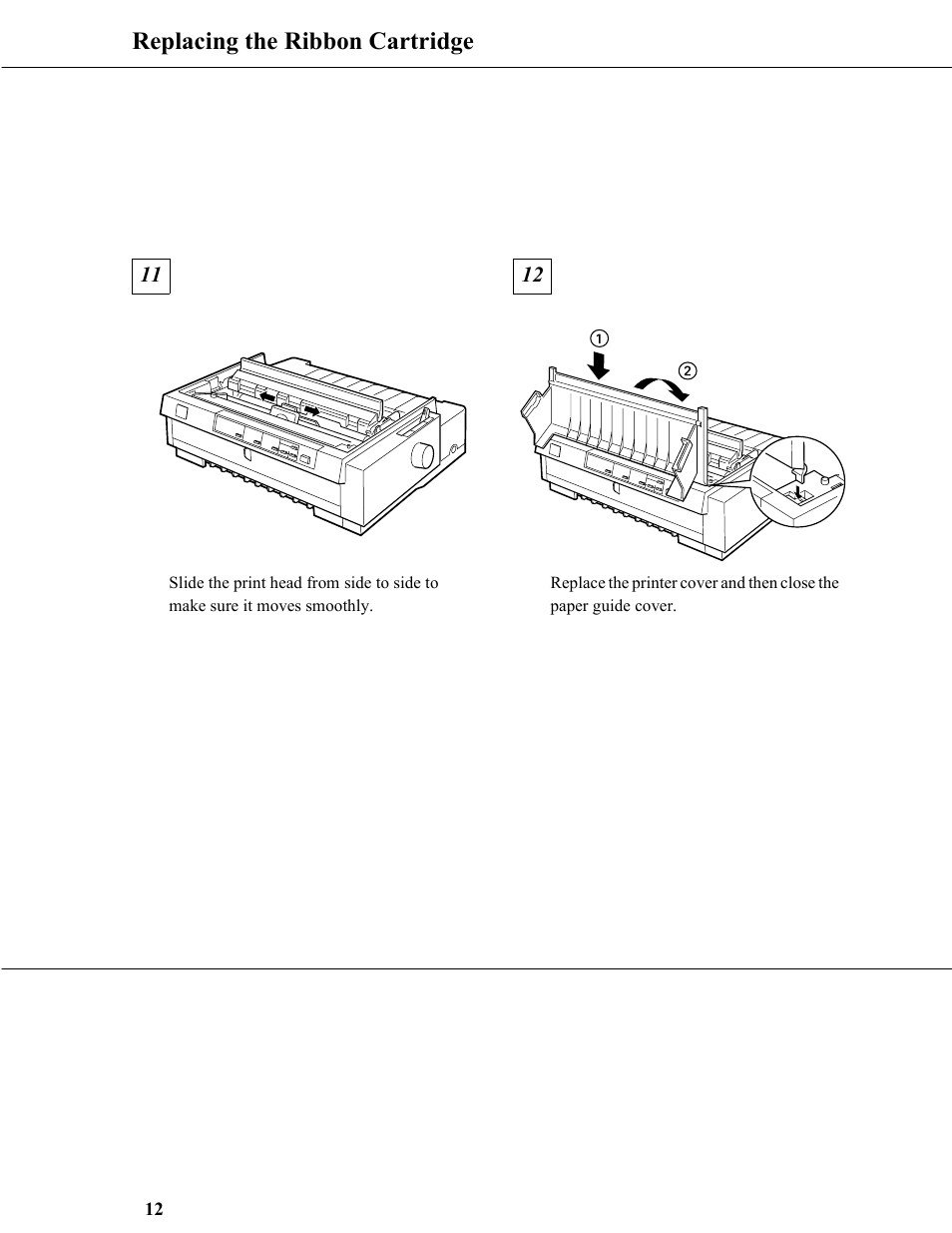 Replacing the ribbon cartridge | Epson 9-Pin Dot Matrix Printer FX-980 User Manual | Page 12 / 16