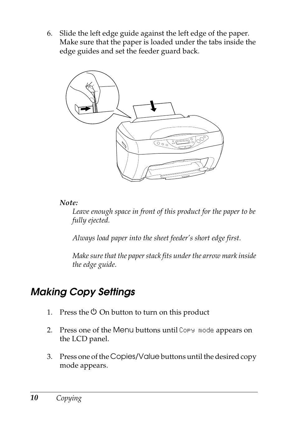 Making copy settings | Epson Stylus CX3100 User Manual | Page 17 / 57