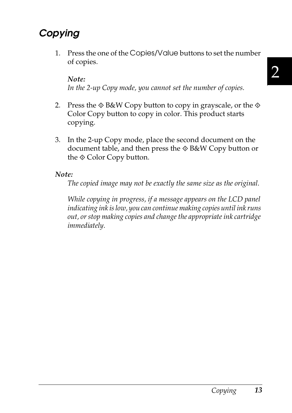 Copying | Epson Stylus CX3100 User Manual | Page 20 / 57