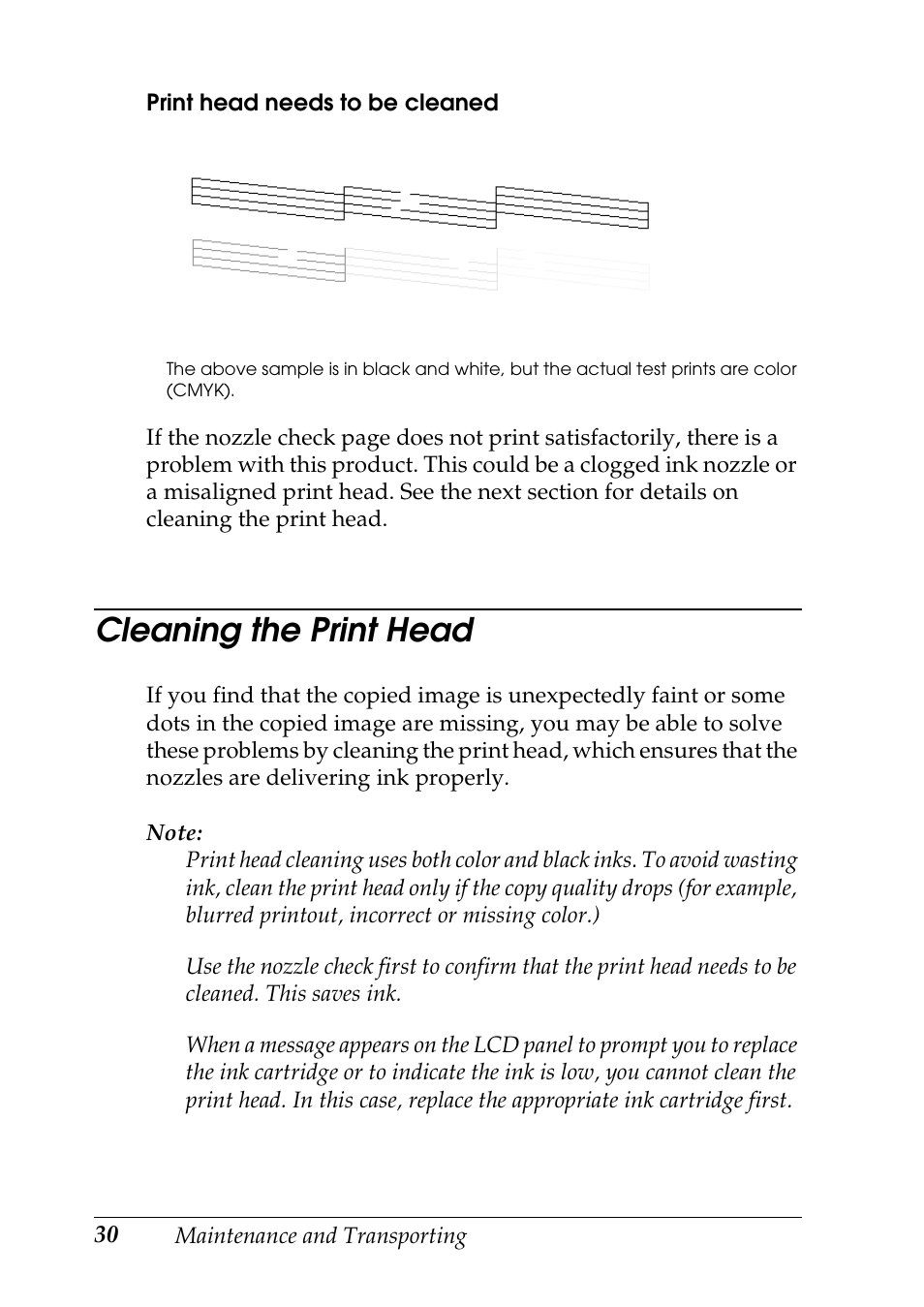 Cleaning the print head | Epson Stylus CX3100 User Manual | Page 37 / 57