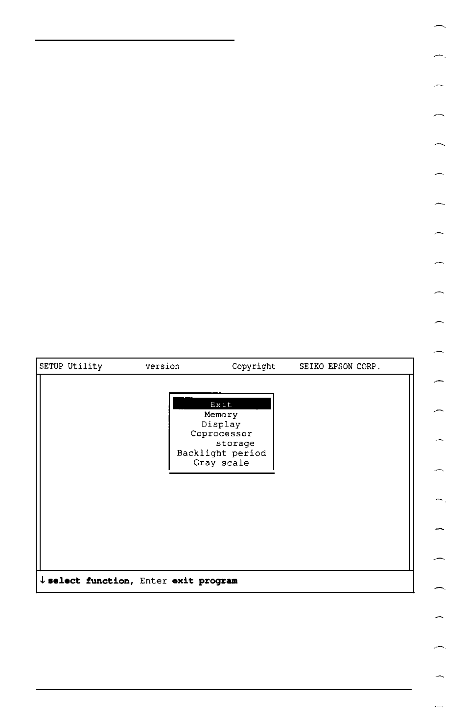 Starting the setup program, Operation menu 1 - setup, Press 1 to | Setup, Enter | Epson LT-286 User Manual | Page 36 / 188