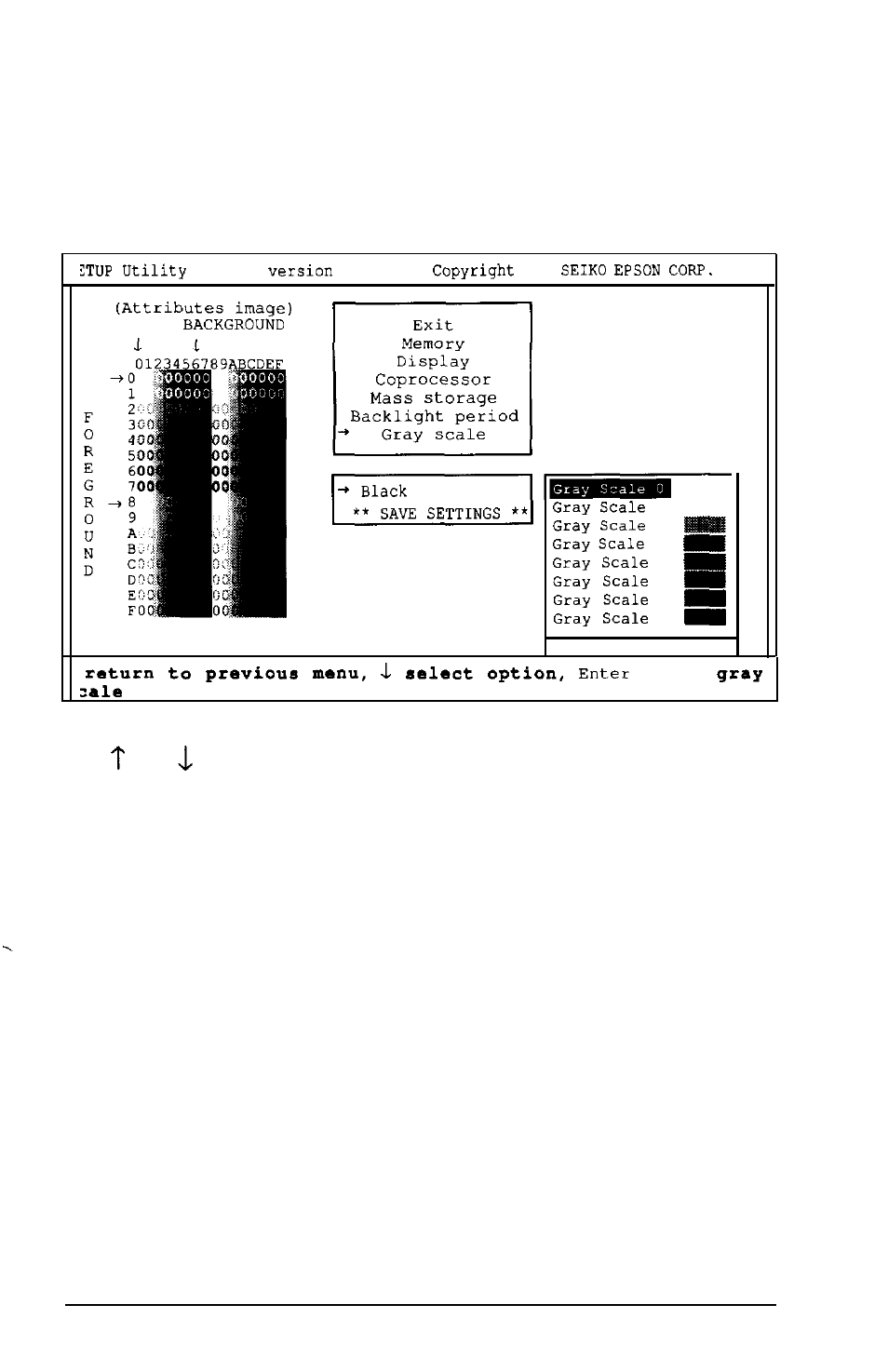 Black, Enter, The following display appears | Epson LT-286 User Manual | Page 45 / 188