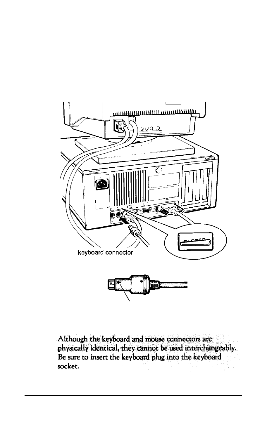 Connecting the keyboard | Epson 386/25 User Manual | Page 32 / 326