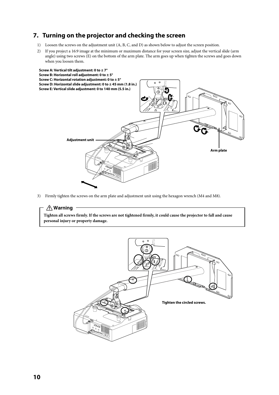 Turning on the projector and checking the screen | Epson ELPMB24 User Manual | Page 10 / 52
