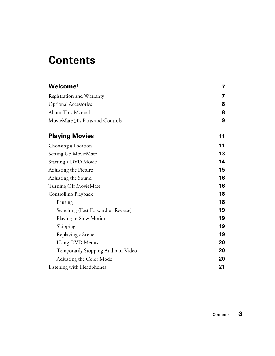 Epson MovieMate 30s User Manual | Page 3 / 80