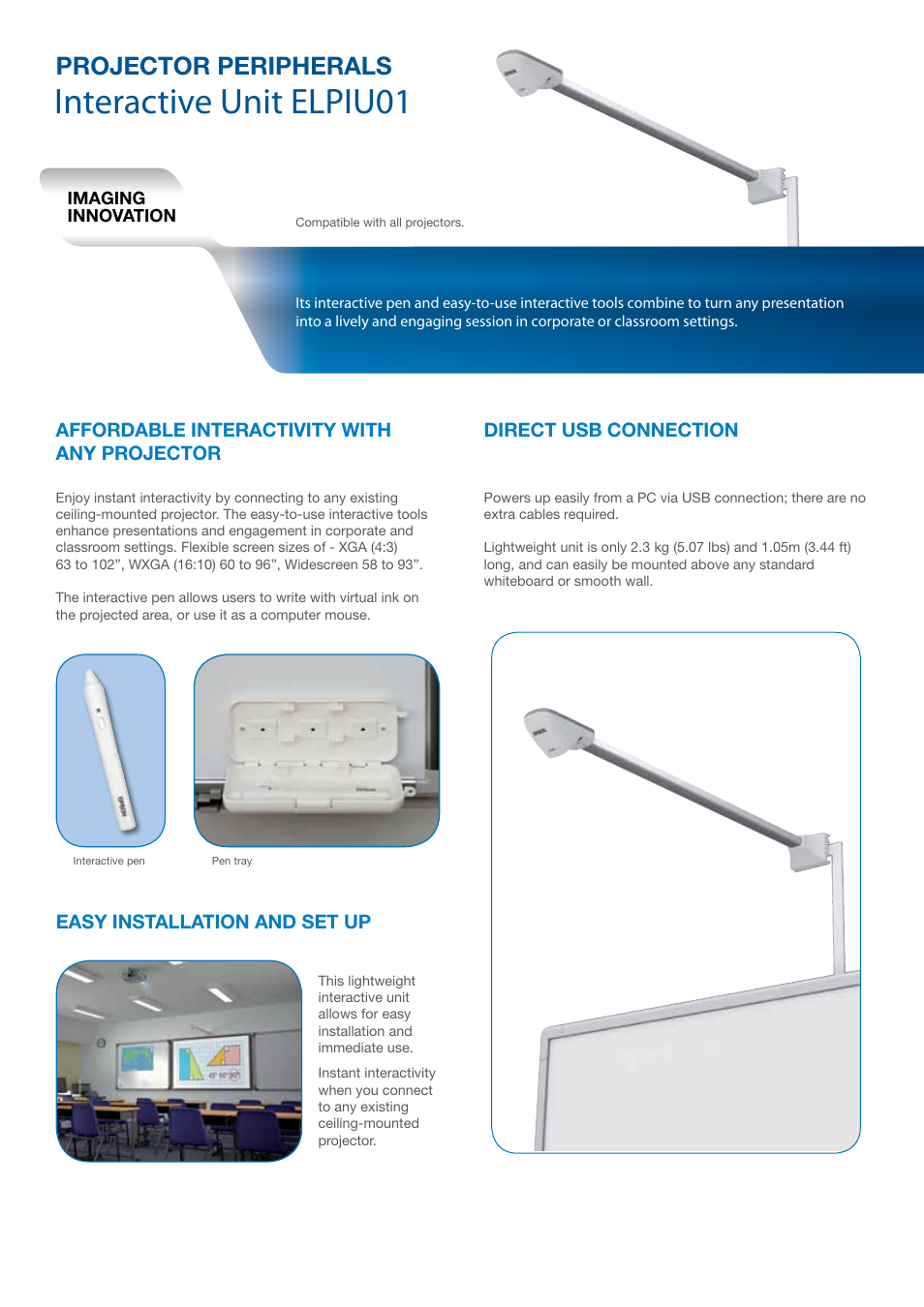 Interactive unit elpiu01, Projector peripherals | Epson ELPDC06 User Manual | Page 2 / 6