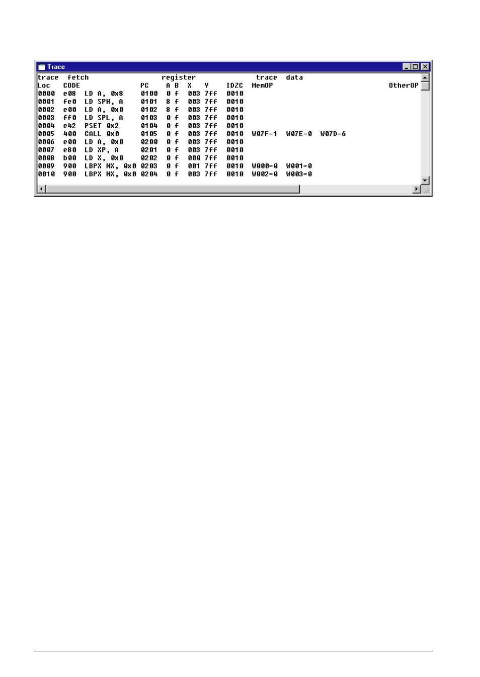6 [trace] window | Epson S5U1C62000A User Manual | Page 142 / 255