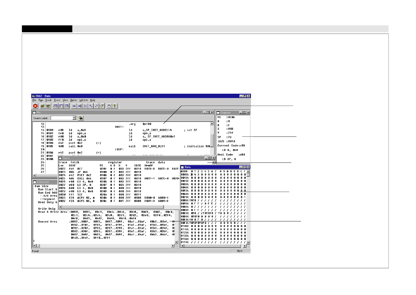 Debugger db62 | Epson S5U1C62000A User Manual | Page 249 / 255