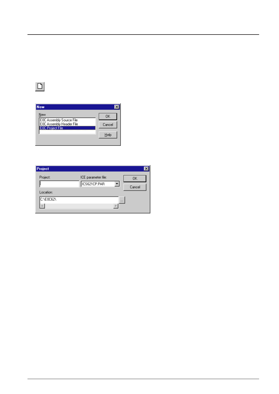 6 project and work space, 1 creating a new project | Epson S5U1C62000A User Manual | Page 39 / 255