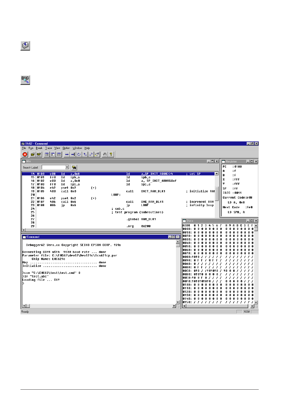 3 debugging | Epson S5U1C62000A User Manual | Page 50 / 255