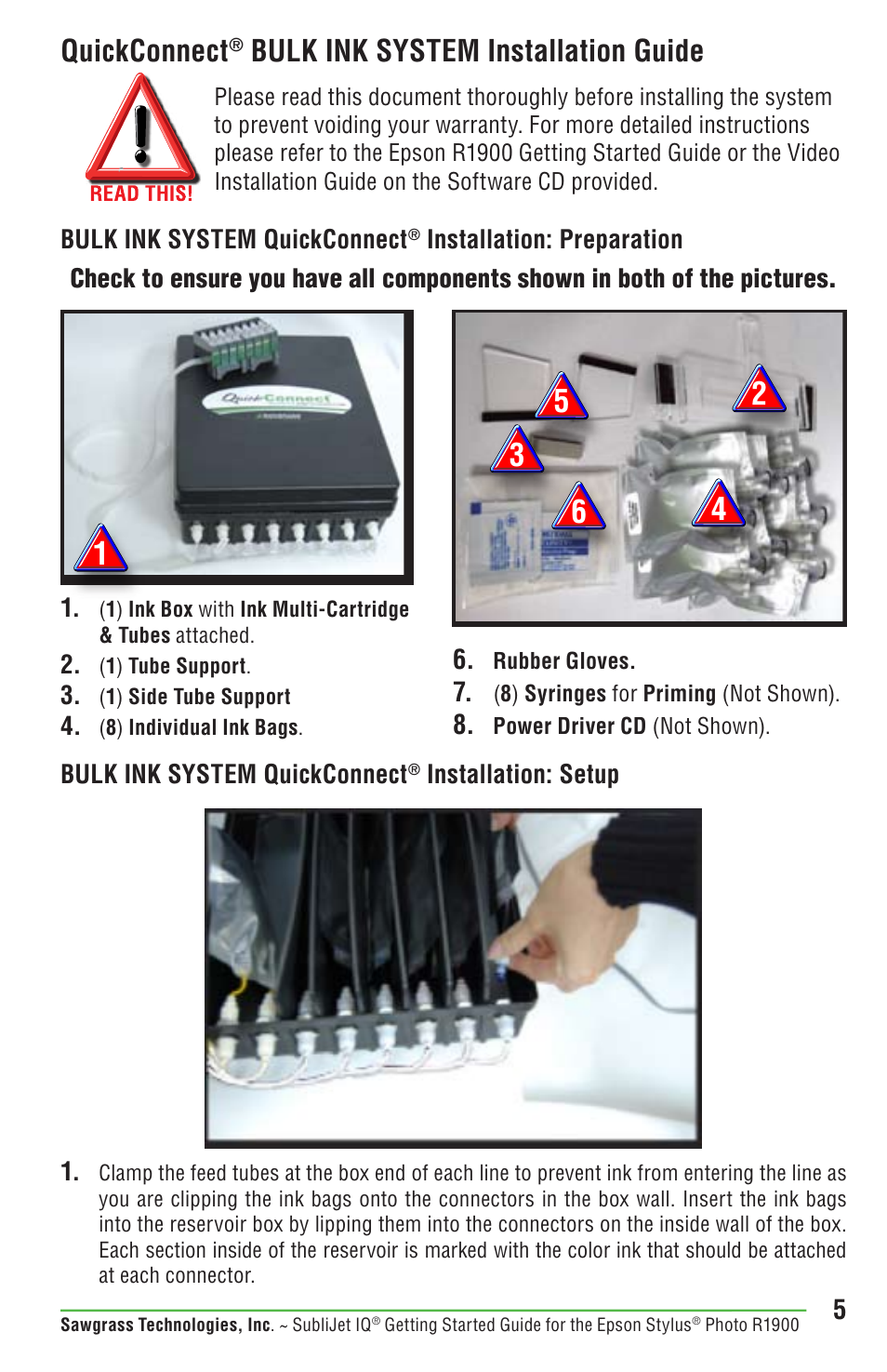 Quickconnect, Bulk ink system installation guide | Epson STYLUS R1900 User Manual | Page 11 / 56