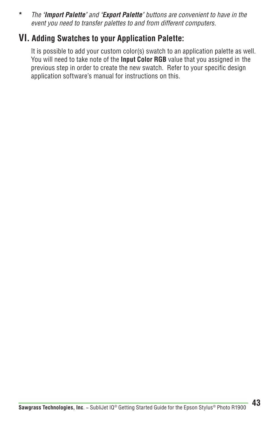 Adding swatches to your application palette | Epson STYLUS R1900 User Manual | Page 49 / 56