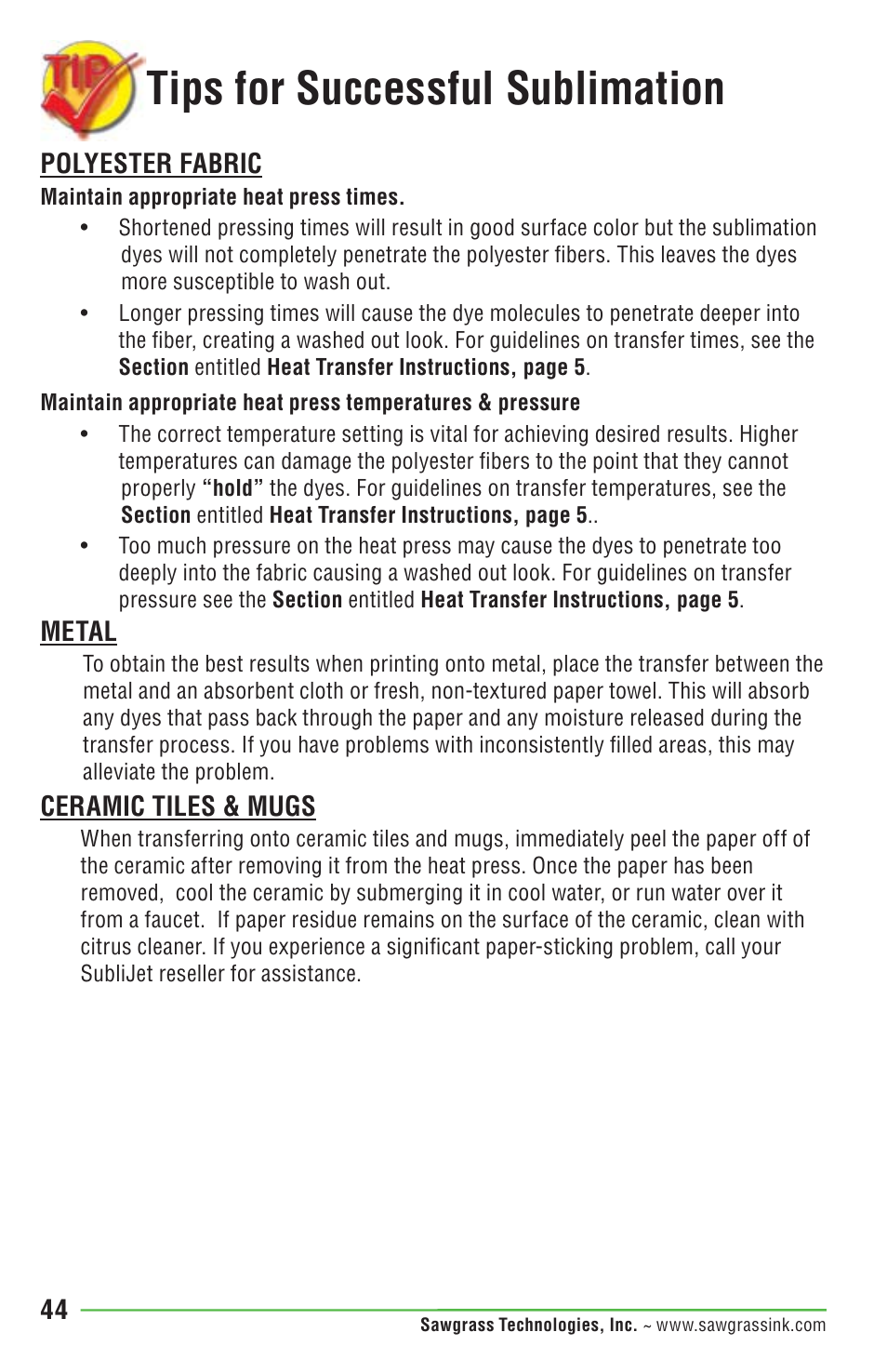 Tips for successful sublimation | Epson STYLUS R1900 User Manual | Page 50 / 56