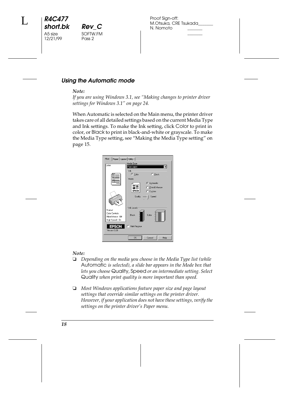 Using the automatic mode, R4c477 short.bk rev_c | Epson 860 User Manual | Page 25 / 75