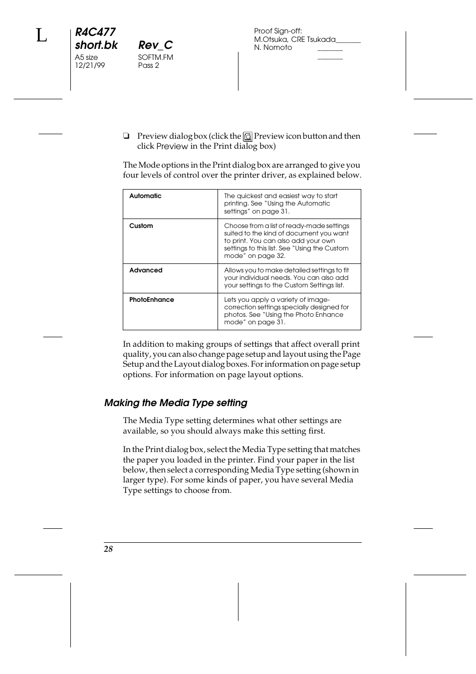 Making the media type setting, R4c477 short.bk rev_c | Epson 860 User Manual | Page 35 / 75