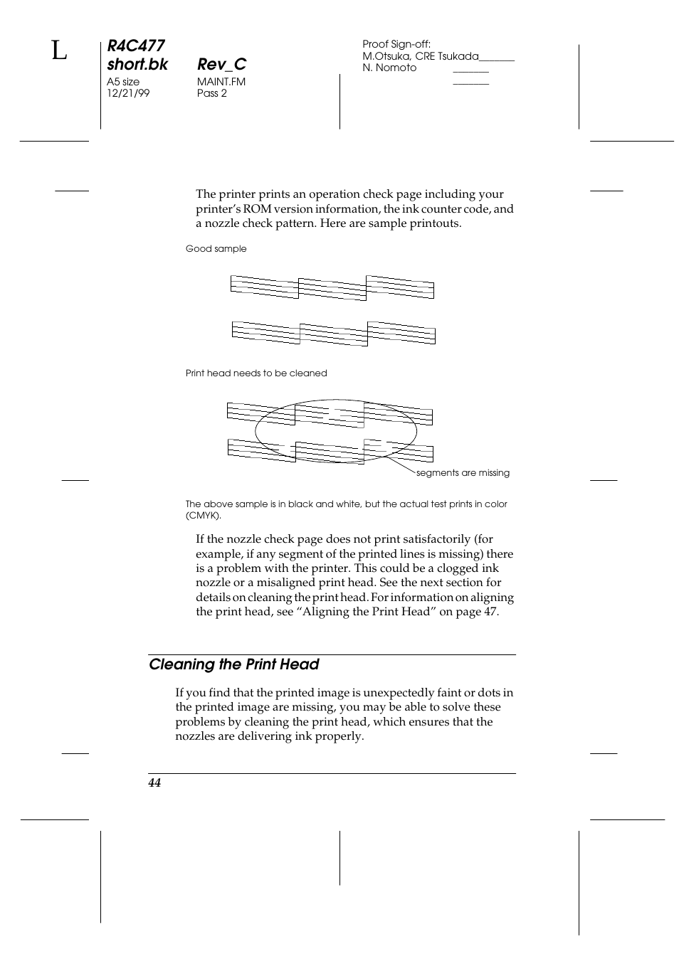 Cleaning the print head, R4c477 short.bk rev_c | Epson 860 User Manual | Page 51 / 75