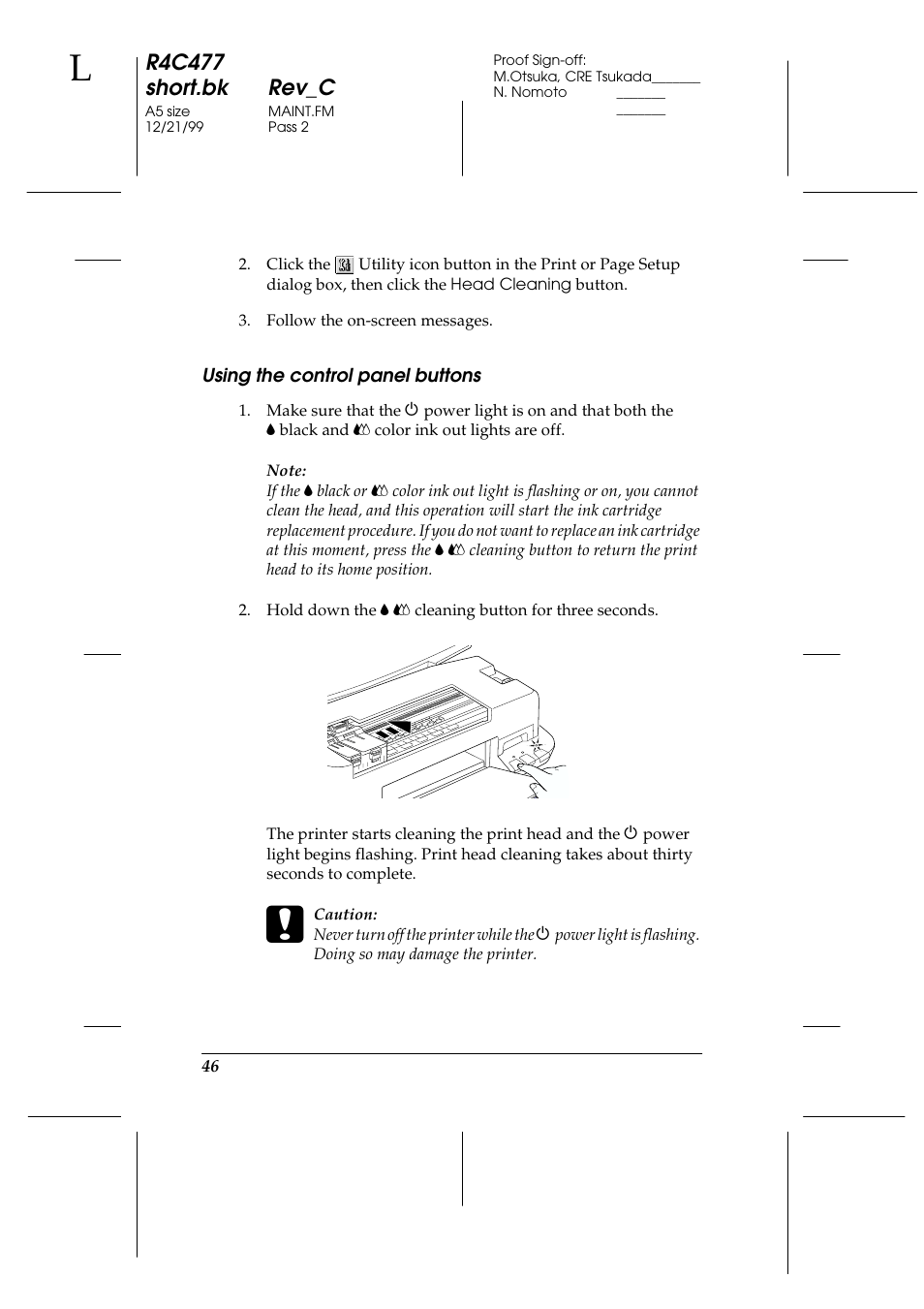 Using the control panel buttons, R4c477 short.bk rev_c | Epson 860 User Manual | Page 53 / 75