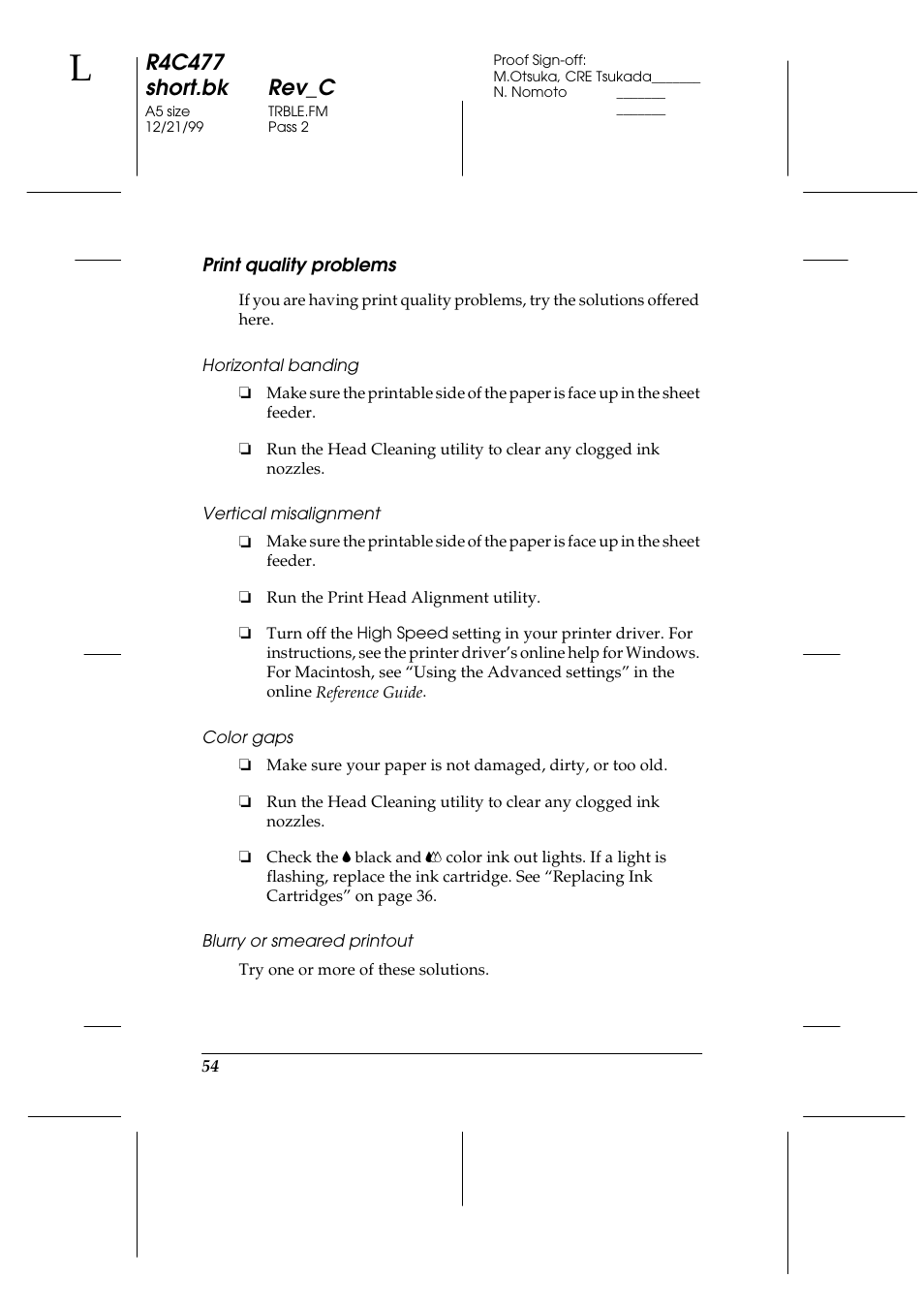 Print quality problems, R4c477 short.bk rev_c | Epson 860 User Manual | Page 61 / 75