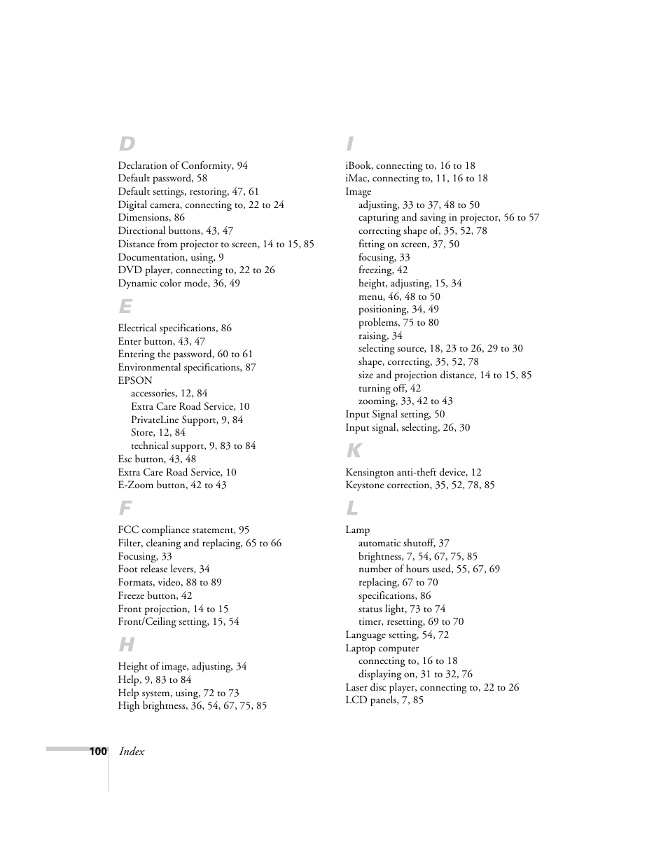 Epson 54c User Manual | Page 100 / 106