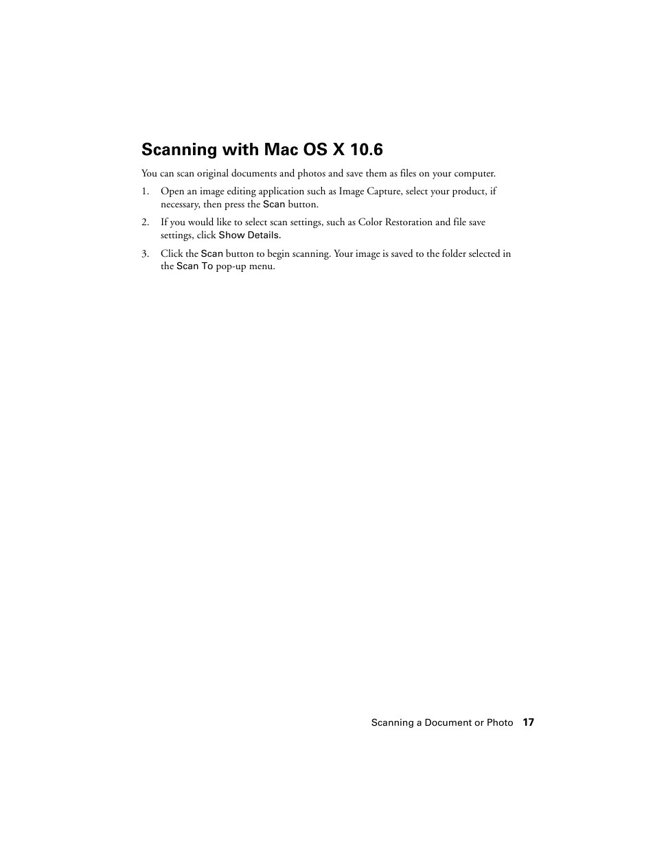 Scanning with mac os x 10.6 | Epson Artisan 730 User Manual | Page 17 / 36